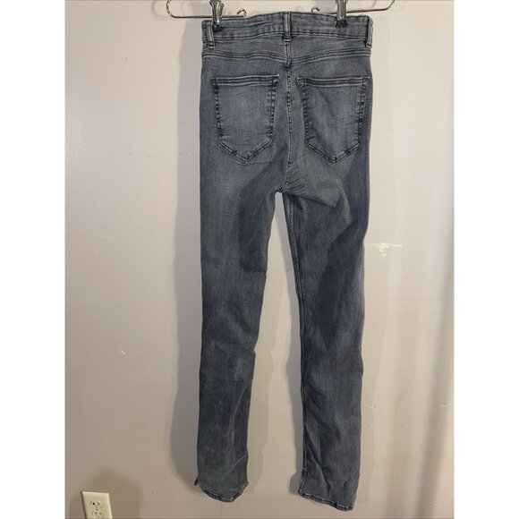 Zara Skinny Gray Jeans Stretch Ankle Slit No Flaws 90% Eco Grown Cotto Wms Sz 4 - Picture 4 of 10